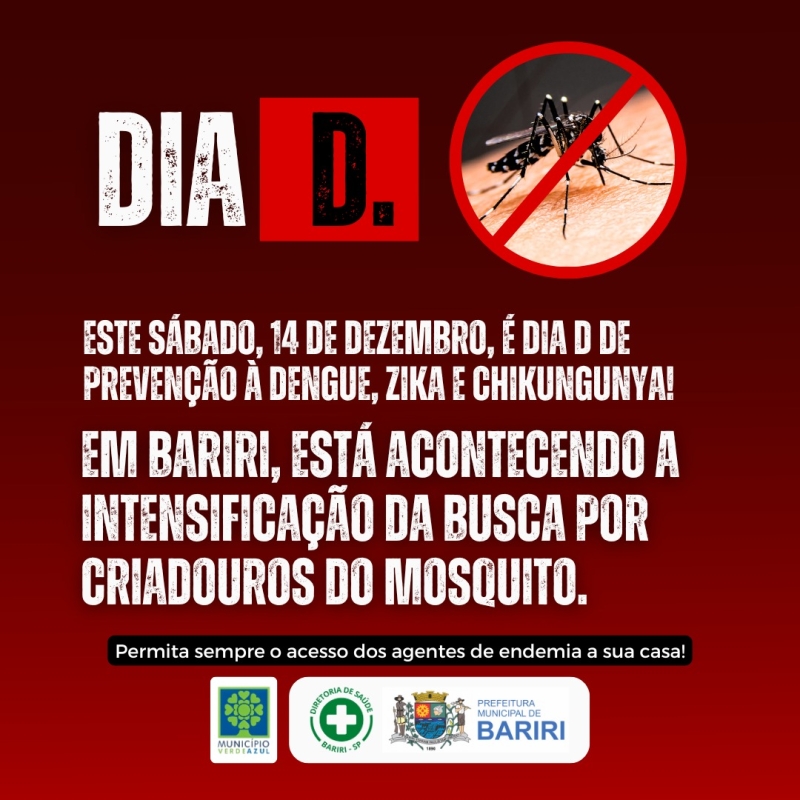 O combate à dengue, zika e chikungunya é uma ação intersetorial, envolvendo os órgãos públicos de Saúde, a vigilância epidemiológica e também a população