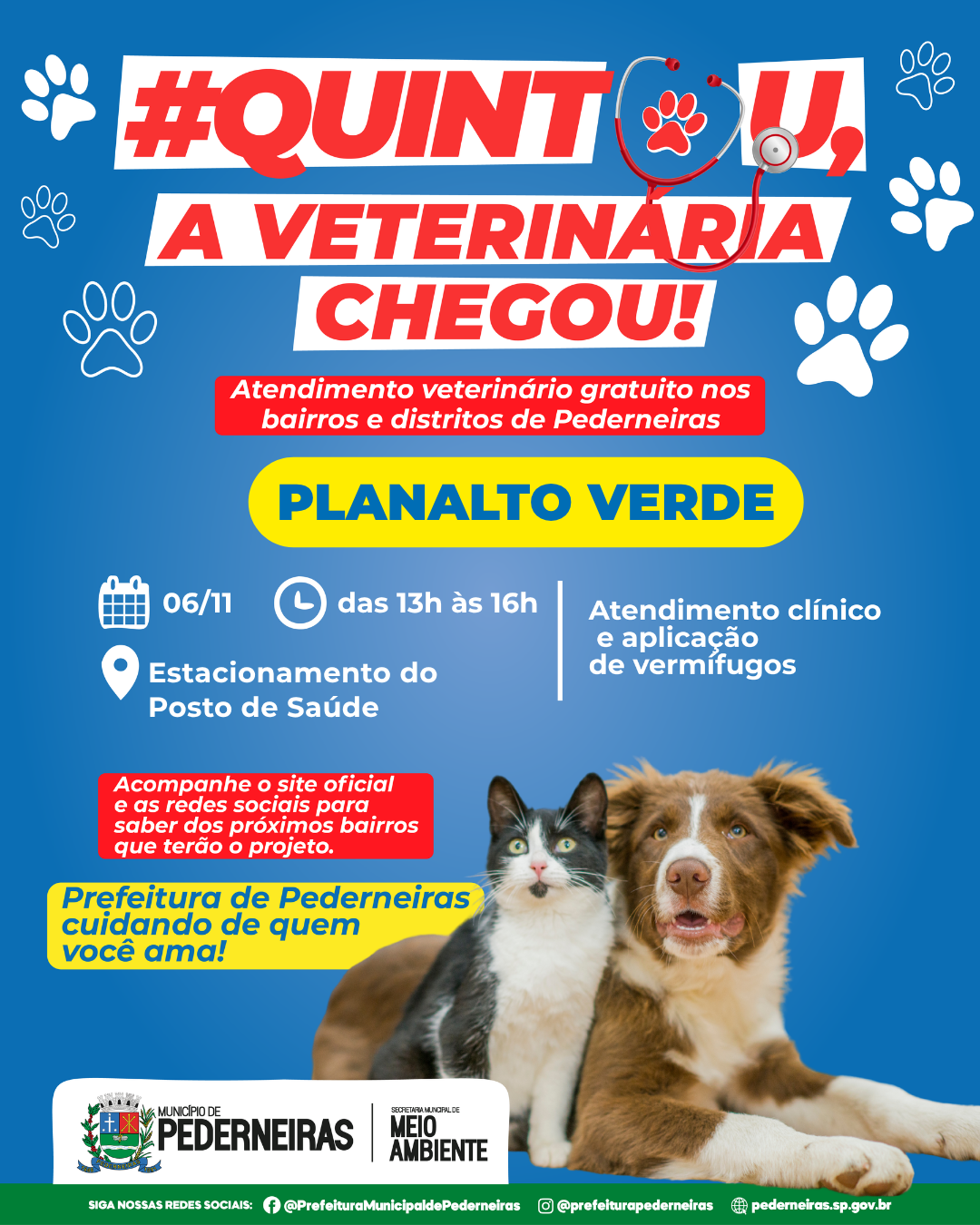 ​PREFEITURA DE PEDERNEIRAS LEVA ATENDIMENTO VETERINÁRIO GRATUITO AOS BAIRROS E DISTRITOS