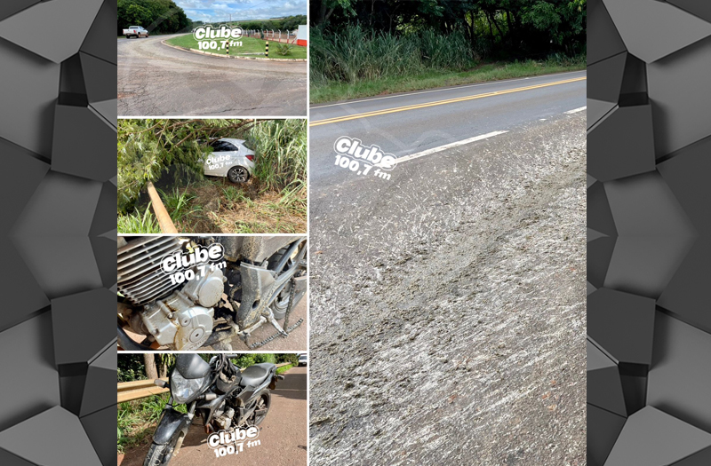 SP-304: LÍQUIDO NA VIA DERRUBA MOTOCICLISTA QUE QUASE É ATROPELADO