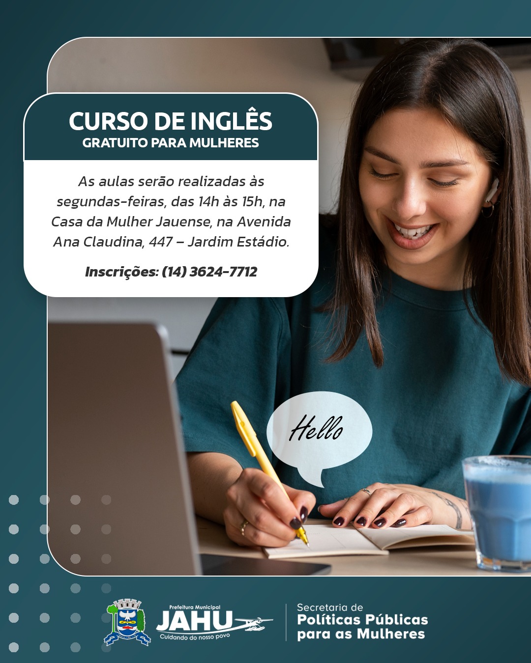 JAHU: CURSO GRATUITO DE INGLÊS PARA MULHERES.