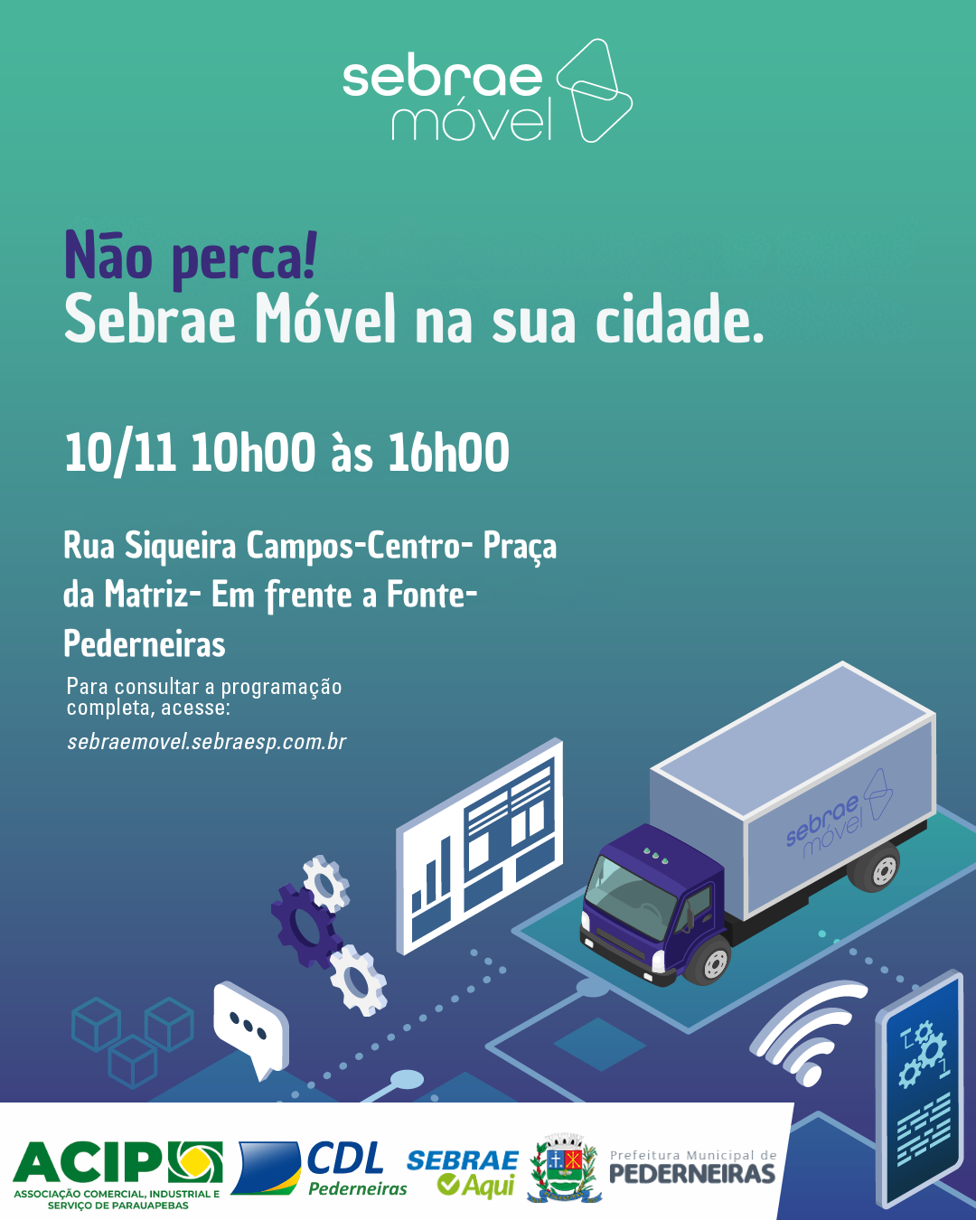 PEDERNEIRAS RECEBE SEBRAE MÓVEL COM ATENDIMENTOS GRATUITOS PARA EMPREENDEDORES