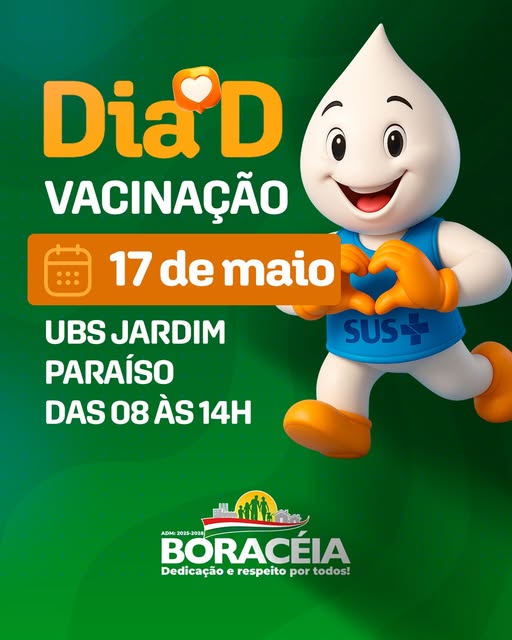 BORACÉIA: UBS JARDIM PARAÍSO REALIZAM NESTE SÁBADO DIA D DE VACINAÇÃO CONTRA A GRIPE .