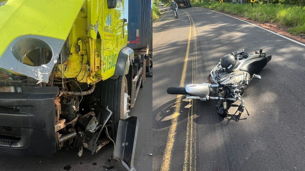 ​BATIDA FRONTAL ENTRE MOTO E CAMINHÃO MATA DUAS PESSOAS EM ESTRADA VICINAL NO INTERIOR DE SP