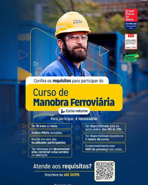 PEDERNEIRAS - ​🚆 OPORTUNIDADE DE FORMAÇÃO NA ÁREA FERROVIÁRIA